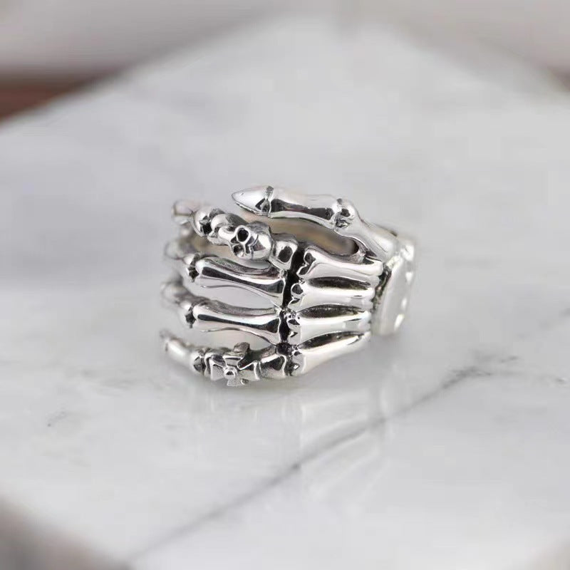 Wholesale  Silver Punk Skull Ghost Claw Ring